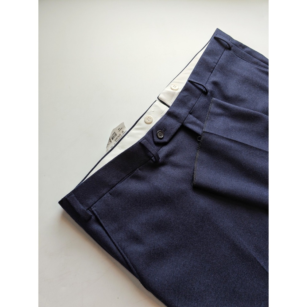 Paul Stuart Mens 42x31 Navy Wool Cashmere Slim Fit Flat Front Dress Pants I405
